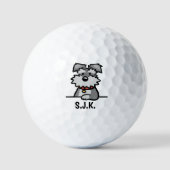 Niedlich Hund Gray Schnauzer Individuelle Name Golfball (Vorderseite)