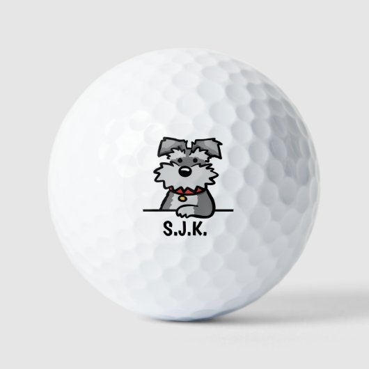 Niedlich Hund Gray Schnauzer Individuelle Name Golfball (Vorderseite)