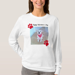 Niedlich Hund Happy Valentines Day Red Paws 1 Foto T-Shirt