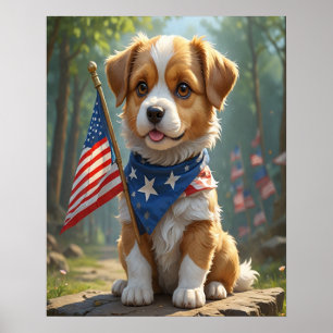 Niedlich Hunde amerikanische Unabhängigkeitstag Poster