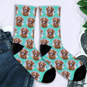 Niedlich Hunde Aquamarines grünes Foto Socken