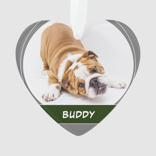 Niedlich Hunde Bulldog Welpe Modernes Weihnachtsfe Ornament (Rückseite)