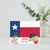 Niedlich Hunde Hallo aus Texas! Postkarte (Stehend Vorderseite)