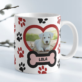 Niedlich Hunde Hund Foto Herz rotes und schwarzes  Kaffeetasse