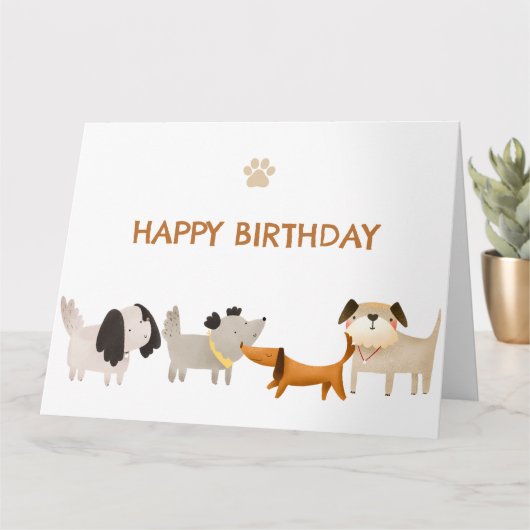 Niedlich Hunde Pfoten Geburtstag Karte (Kleine Pflanze)