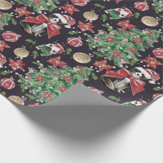Niedlich Hunde Weihnachtsbuch Geschenkpapier (Ecke)