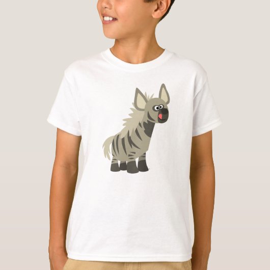 Niedlich Hungriger Cartoon Striped Hyena Children T-Shirt (Vorderseite)