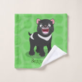 Niedlich hungriger Tasmanischer Teufel Cartoon Ill Badhandtuch Set (Waschlappen)