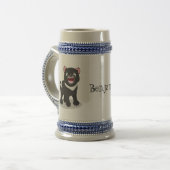 Niedlich hungriger Tasmanischer Teufel Cartoon Ill Bierglas (Vorderseite Links)