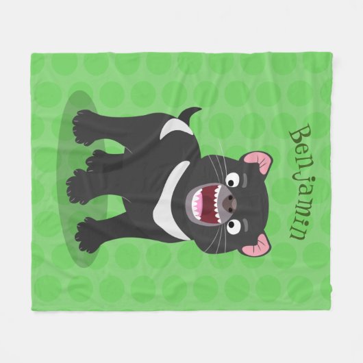 Niedlich hungriger Tasmanischer Teufel Cartoon Ill Fleecedecke (Vorderseite (Horizontal))