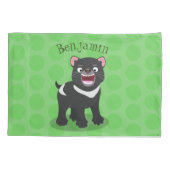 Niedlich hungriger Tasmanischer Teufel Cartoon Ill Kissenbezug (Rückseite)