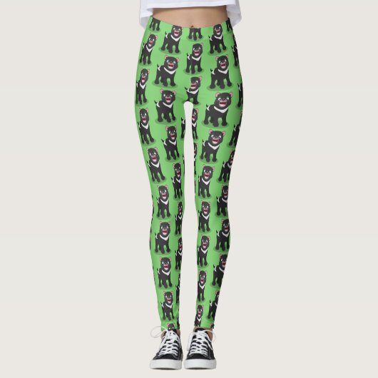 Niedlich hungriger Tasmanischer Teufel Cartoon Ill Leggings (Vorderseite)