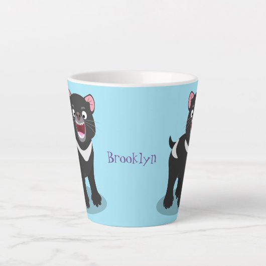 Niedlich hungriger Tasmanischer Teufel Cartoon Ill Milchtasse (Vorderseite)