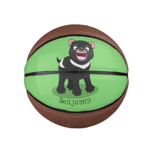 Niedlich hungriger Tasmanischer Teufel Cartoon Ill Mini Basketball (Vorderseite)