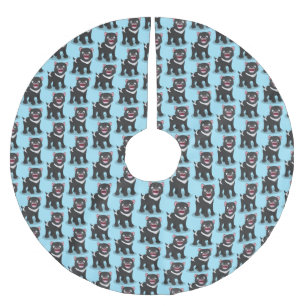 Niedlich hungriger Tasmanischer Teufel Cartoon Ill Polyester Weihnachtsbaumdecke