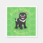 Niedlich hungriger Tasmanischer Teufel Cartoon Ill Serviette (Vorderseite)