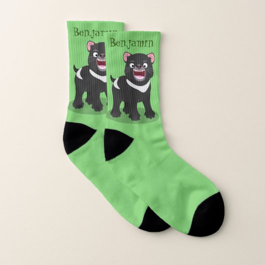 Niedlich hungriger Tasmanischer Teufel Cartoon Ill Socken (Paar)