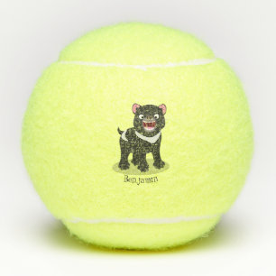 Niedlich hungriger Tasmanischer Teufel Cartoon Ill Tennisbälle