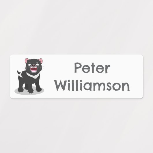 Niedlich hungriger Tasmanischer Teufel Cartoon per Etiketten (Design 2)