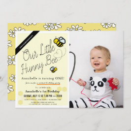 Niedlich Hunny Bee Yellow Foto Virtueller 1. Gebur Einladung