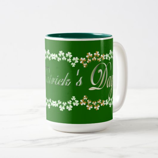 Niedlich Hunter Green St Patricks Day Lucky Kleebl Zweifarbige Tasse (VorderseiteRechts)
