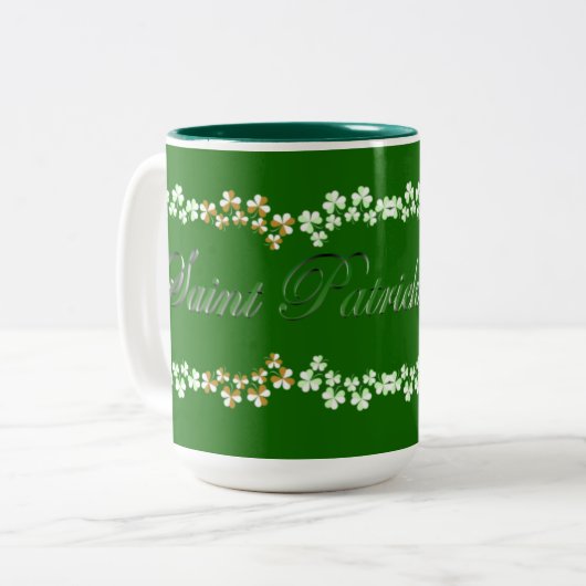Niedlich Hunter Green St Patricks Day Lucky Kleebl Zweifarbige Tasse (Vorderseite Links)