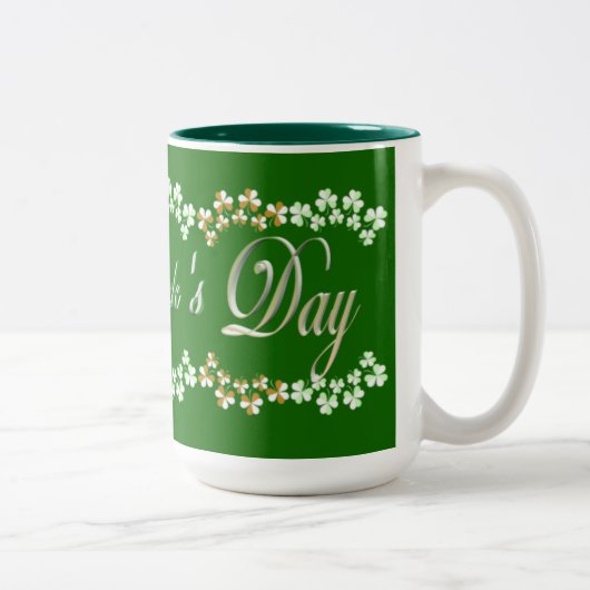 Niedlich Hunter Green St Patricks Day Lucky Kleebl Zweifarbige Tasse (Rechts)