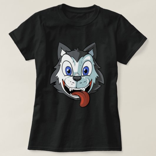 Niedlich Husky Cartoon Dog T-Shirt (Design vorne)