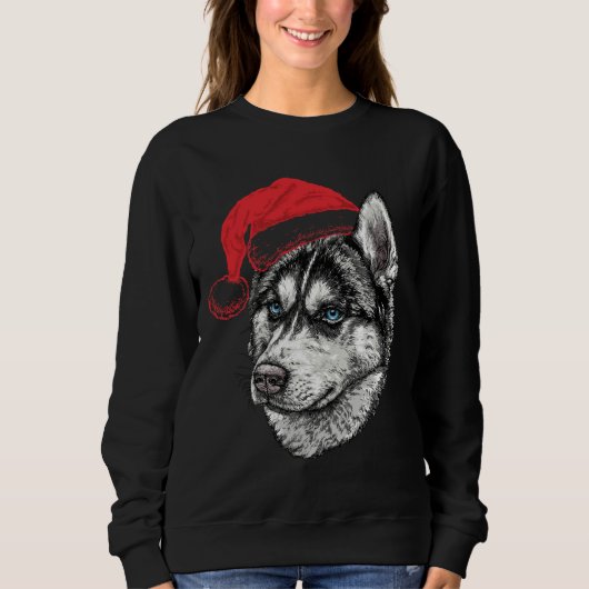 Niedlich Husky Christmas Sweatshirt (Vorderseite)