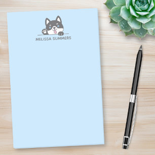 Niedlich Husky Dog Blue Individuelle Name Post-it Klebezettel