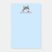 Niedlich Husky Dog Blue Individuelle Name Post-it Klebezettel (Vorderseite)