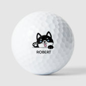 Niedlich Husky Hund Individuelle Name Golfball (Vorderseite)