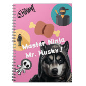 Niedlich Husky Ninja Notebook Personalisiert rosa Notizblock (Vorderseite)