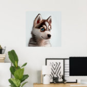 Niedlich Husky Puppy Doster Portrait Poster (Heimbüro)