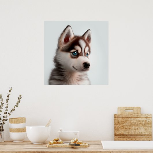 Niedlich Husky Puppy Doster Portrait Poster (Küche)
