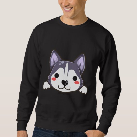 Niedlich Husky Puppy Sweatshirt (Vorderseite)