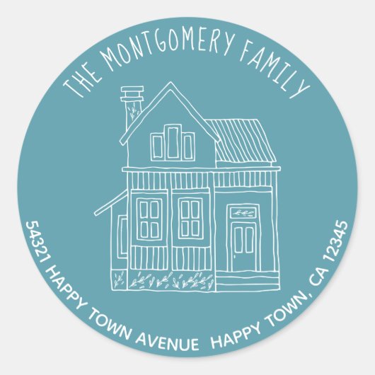 Niedlich Hygge Minimalistisch Hand Drain House Add Runder Aufkleber (Vorderseite)