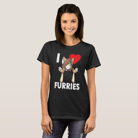 Niedlich I Heart Furries Fandom Liebe 2 T-Shirt (Vorne ganz)