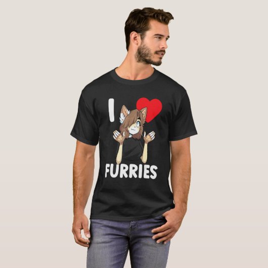 Niedlich I Heart Furries Fandom Liebe 2 T-Shirt (Vorne ganz)