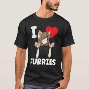 Niedlich I Heart Furries Furry Fandom Liebe T-Shirt