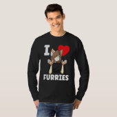 Niedlich I Heart Furries Furry Fandom Liebe T-Shirt (Vorne ganz)