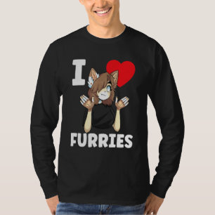 Niedlich I Heart Furries Furry Fandom Liebe T-Shirt