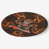 Niedlich I Herz (Liebe) Schokolade Teddy Bär Pappteller (Schrägansicht)