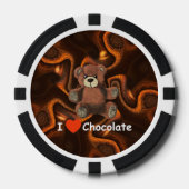 Niedlich I Herz (Liebe) Schokolade Teddy Bär Pokerchips (Vorderseite)