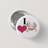 Niedlich I Liebe Axolotl Sparkle Herz Button (Vorne & Hinten)