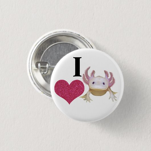 Niedlich I Liebe Axolotl Sparkle Herz Button (Vorne & Hinten)