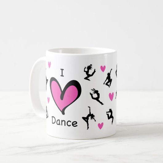 Niedlich I Liebe Dance Gemustert Kaffeetasse (Vorderseite Links)