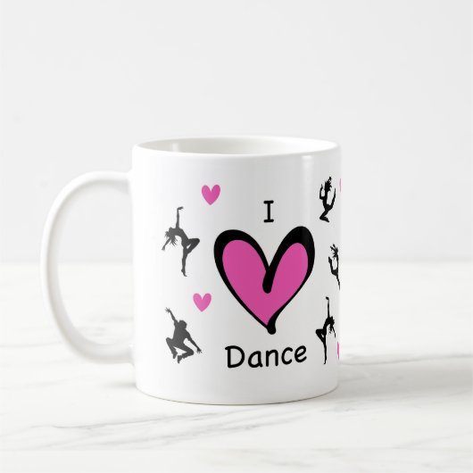 Niedlich I Liebe Dance Gemustert Kaffeetasse (Links)