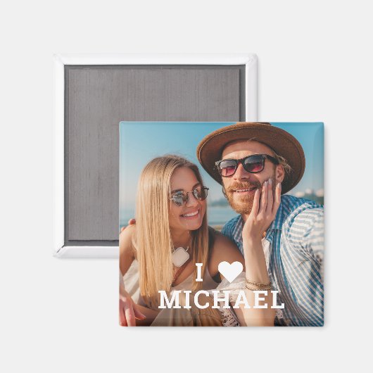Niedlich I Liebe Herz Foto Paare Personalisierter Magnet (Vorderseite/Rückseite)