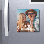 Niedlich I Liebe Herz Foto Paare Personalisierter  Magnet<br><div class="desc">Niedlich I Liebe Heart Foto Paare Personalisierte Namensmagnete enthält Ihr Lieblings-Foto mit dem Text "I (Liebe Herz) add name" in modernen weißen Schriften. Personalisieren Sie diese, indem Sie den Text in dem dafür vorgesehenen Textfeld bearbeiten und ein eigenes Bild hinzufügen. Perfekte Geschenke für Paare, Freundinnen, Ehefrau, Liebste und mehr zum...</div>